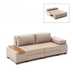 Perenna Megapap fabric sofa three - seater in beige color 233x93x83cm.
