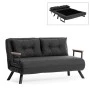 Sando Megapap two seater fabric sofa bed in dark grey color 133x78x78cm.