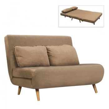Καναπές - κρεβάτι Sara 2θέσιος με επένδυση από ύφασμα σε χρώμα καφέ 120x89x88εκ