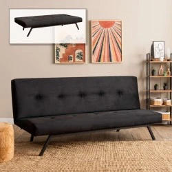 Zola Megapap three seater fabric sofa bed in black color 180x64x78cm.