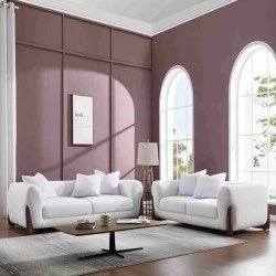 KANSAS Sofa Set (2+3) Teddy White Fabric