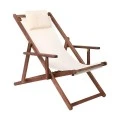 Deckchair 3-POS Acacia (w/arms), Fabric Ecru Water Repellent