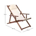 Deckchair 3-POS Acacia (w/arms), Fabric Ecru Water Repellent