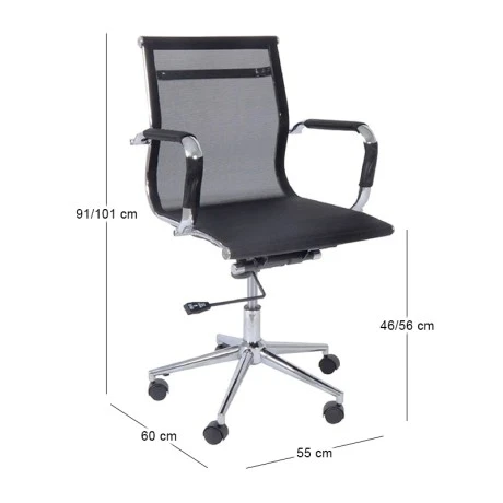 Καρέκλα εργασίας BF3201 ύφασμα mesh χρώμα μαύρο 55x60x91/101εκ.