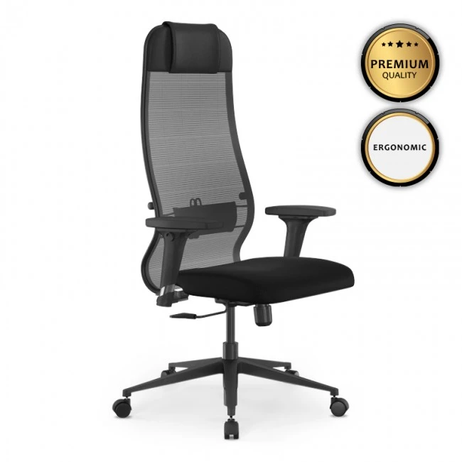 Office chair B1-111D Megapap ergonomic with double fabric Mesh color black 65x70x118/132cm.