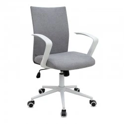 Berlin Megapap office chair with linen fabric in grey - white color 64x63x89/96cm.