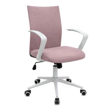 Berlin Megapap office chair with linen fabric in pink - white color 64x63x89/96cm.