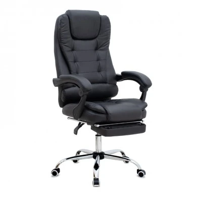 Daria Megapap office chair with footrest PU leather in black color 65x65x117/127cm.