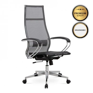 Berta Megapap ergonomic office chair with Mesh fabric in grey - black 66,5x70x113,3/131cm.
