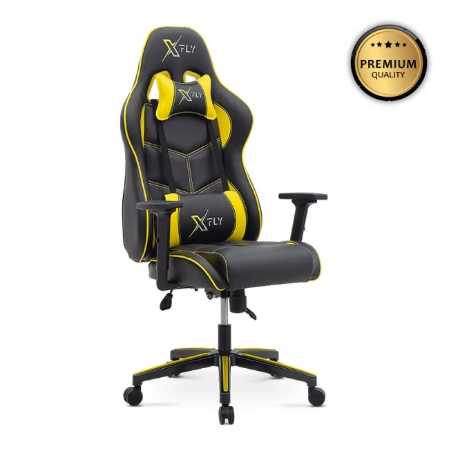 GAMING MEDUSA MEGAPAP office chair in yellow - black color 69x55x130/139cm.