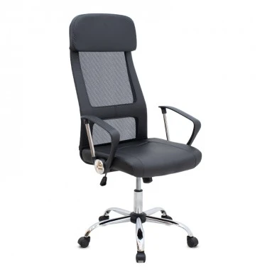 Ovis Megapap office chair with PU and Mesh fabric in black color 63x63x119/129cm.