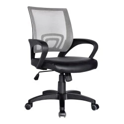 Καρέκλα γραφείου BF2101 Pro ύφασμα Mesh - τεχνόδερμα χρώμα γκρι - μαύρο 57x56x84-94εκ.