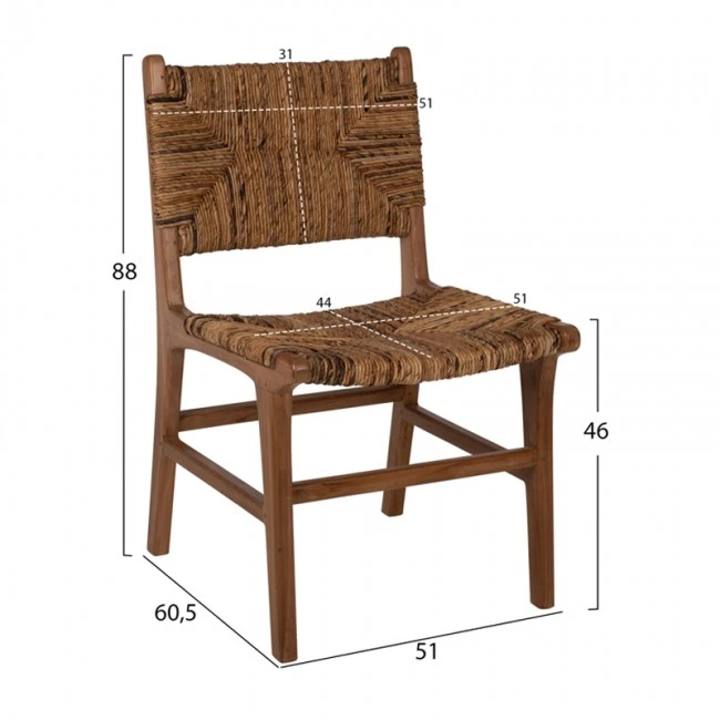 ΚΑΡΕΚΛΑ ΜΑΣΙΦ ΞΥΛΟ ΤΙΚ ΦΥΣΙΚΟ HM9399.01 51x60,5x88 εκ.