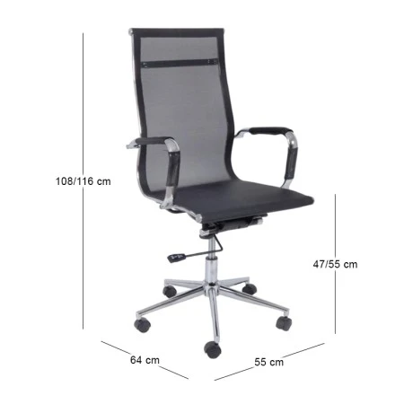 Καρέκλα γραφείου BF3200 ύφασμα mesh χρώμα μαύρο 55x64x108/116εκ.