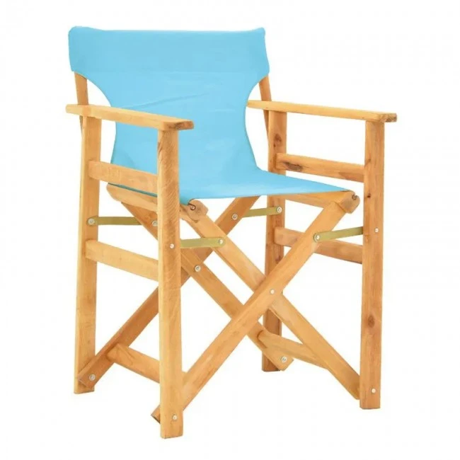 Kompa pakoworld director&#039;s chair natural color solid beech wood and turqoise fabric
