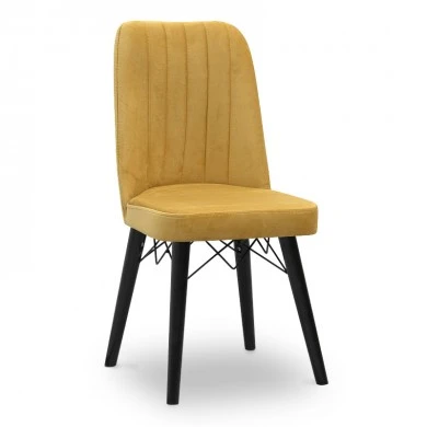 Carla Megapap dining chair velvet color mustard - black legs 45x46x90cm.