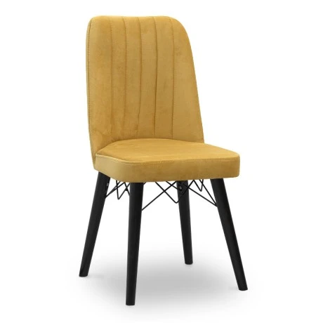 Carla Megapap dining chair velvet color mustard - black legs 45x46x90cm.
