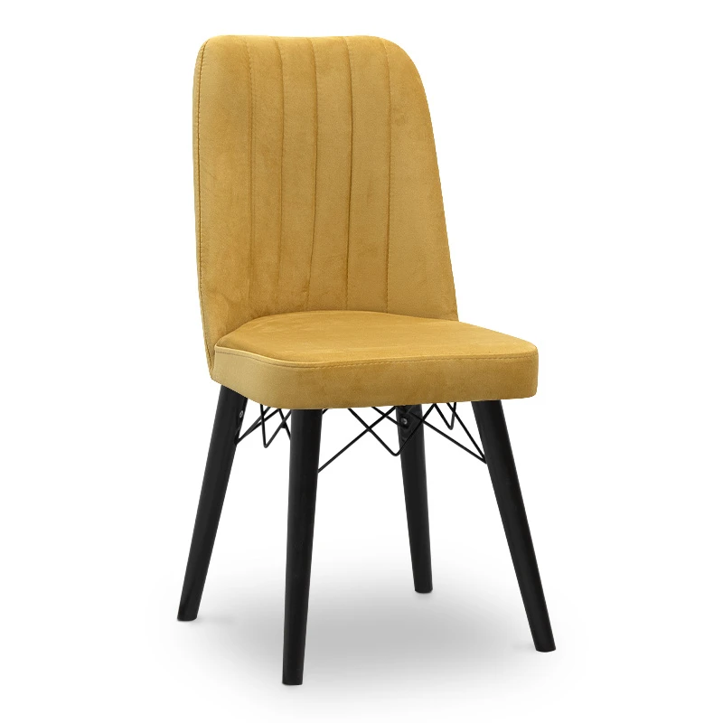 Carla Megapap dining chair velvet color mustard - black legs 45x46x90cm.