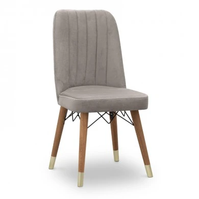 Carla Megapap dining chair velvet color beige - walnut/gold legs 45x46x90cm.