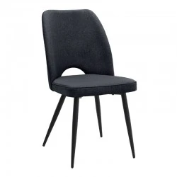 Christy Megapap fabric dining chair in anthracite color with black metal leg 47x59x90cm.