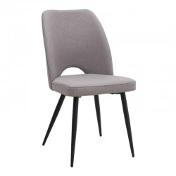 Christy Megapap fabric dining chair in beige color with black metal leg 47x59x90cm.