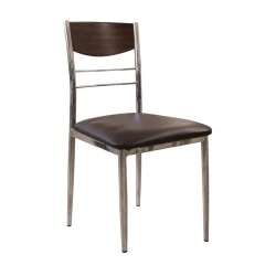 Dino chair with metallic frame and Pvc coating in brown color 42x51x90cm. Dino chair with metallic frame and Pvc coating in brown color 42x51x90cm.