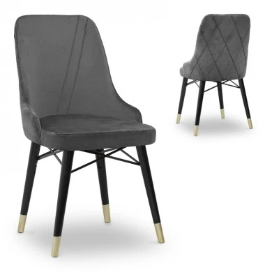 Floria Megapap dining chair velvet color grey - black/gold legs 54x48x91cm.