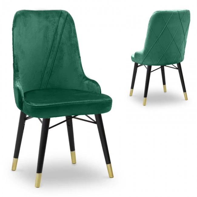 Floria Megapap dining chair velvet color dark green - black/gold legs 54x48x91cm.