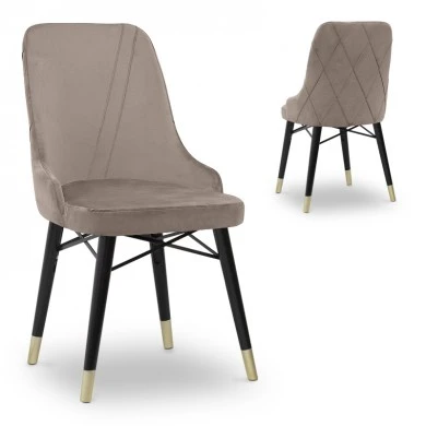 Floria Megapap dining chair velvet color beige - black/gold legs 54x48x91cm.