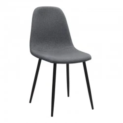 Iris Megapap fabric dining chair in grey color with black metal leg 43x50x85cm.
