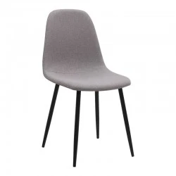 Iris Megapap fabric dining chair in beige color with black metal leg 43x50x85cm.