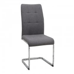 Laura Megapap fabric dining chair in grey color with chrome metal base 42x58x98cm. Laura Megapap fabric dining chair in grey color with chrome metal base 42x58x98cm.