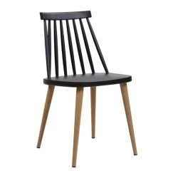 Lavida chair with metallic legs and Pp coating in black color 43x48x77cm. Lavida chair with metallic legs and Pp coating in black color 43x48x77cm.
