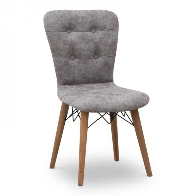 Palmira Megapap dining chair fabric color grey - walnut legs 47x44x88cm.