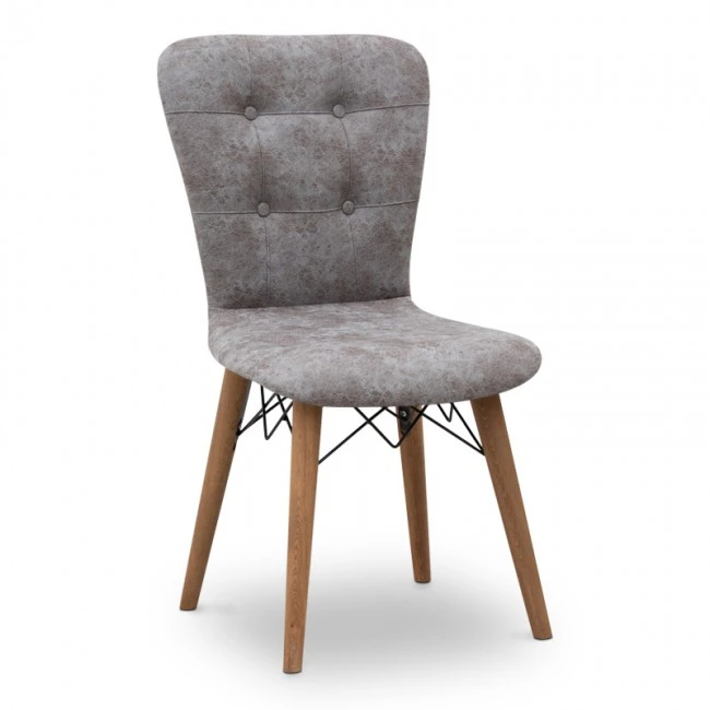 Palmira Megapap dining chair fabric color grey - walnut legs 47x44x88cm.