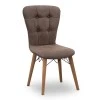 Palmira Megapap dining chair fabric color brown - walnut legs 47x44x88cm.