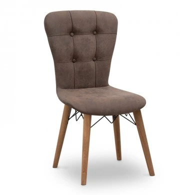 Palmira Megapap dining chair fabric color brown - walnut legs 47x44x88cm.