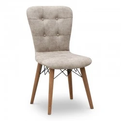 Palmira Megapap dining chair fabric color beige - walnut legs 47x44x88cm.