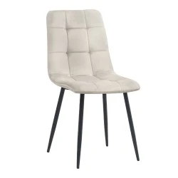 Tito Megapap velvet dining chair in cream color with black metal legs 44x55x88cm. Tito Megapap velvet dining chair in cream color with black metal legs 44x55x88cm.