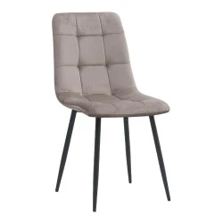 Tito Megapap velvet dining chair in beige color with black metal legs 44x55x88cm. Tito Megapap velvet dining chair in beige color with black metal legs 44x55x88cm.