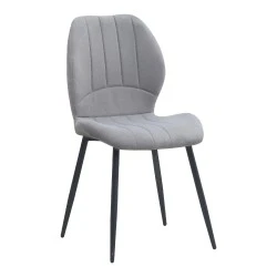Valena Megapap fabric dining chair in elephant grey color with black metal legs 48x58x87cm. Valena Megapap fabric dining chair in elephant grey color with black metal legs 48x58x87cm.