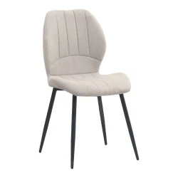Valena Megapap fabric dining chair in cream color with black metal legs 48x58x87cm. Valena Megapap fabric dining chair in cream color with black metal legs 48x58x87cm.