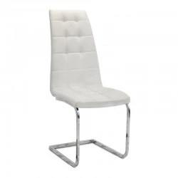 Vela Megapap PU Leather dining chair in white color with chrome base 41x61x107cm.
