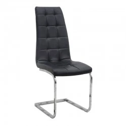 Vela Megapap PU Leather dining chair in black color with chrome base 41x61x107cm.