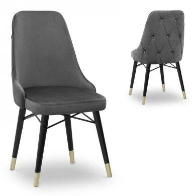 Venus Megapap dining chair velvet color grey - black/gold legs 53x48x95cm.