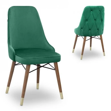 Venus Megapap dining chair velvet color dark green - walnut/gold legs 53x48x95cm.