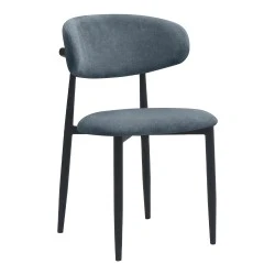 Viking Megapap fabric dining chair in anthracite color with black metal legs 46x53x80cm.