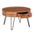 KARIM Coffee Table d.70x42 Acacia Natural Finish (Black Paint)