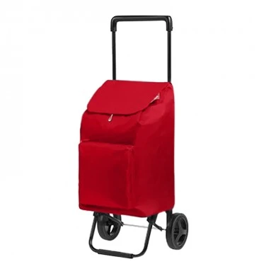 ARGO GIMI polyester foldable shopping trolley in red color 42Lt. 30x36x94cm.