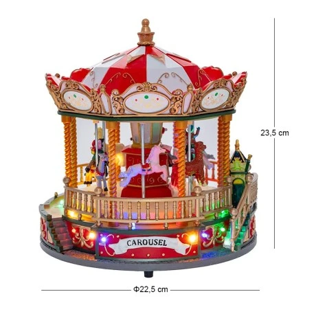 CHRISTMAS CAROUSEL ANIMATED WITH LIGHTS 22.5X22.5X23.5CM BATTERY OPPERATED